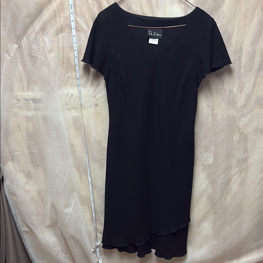 SL Fashions Black Flutter Sleeve Sheath Dress